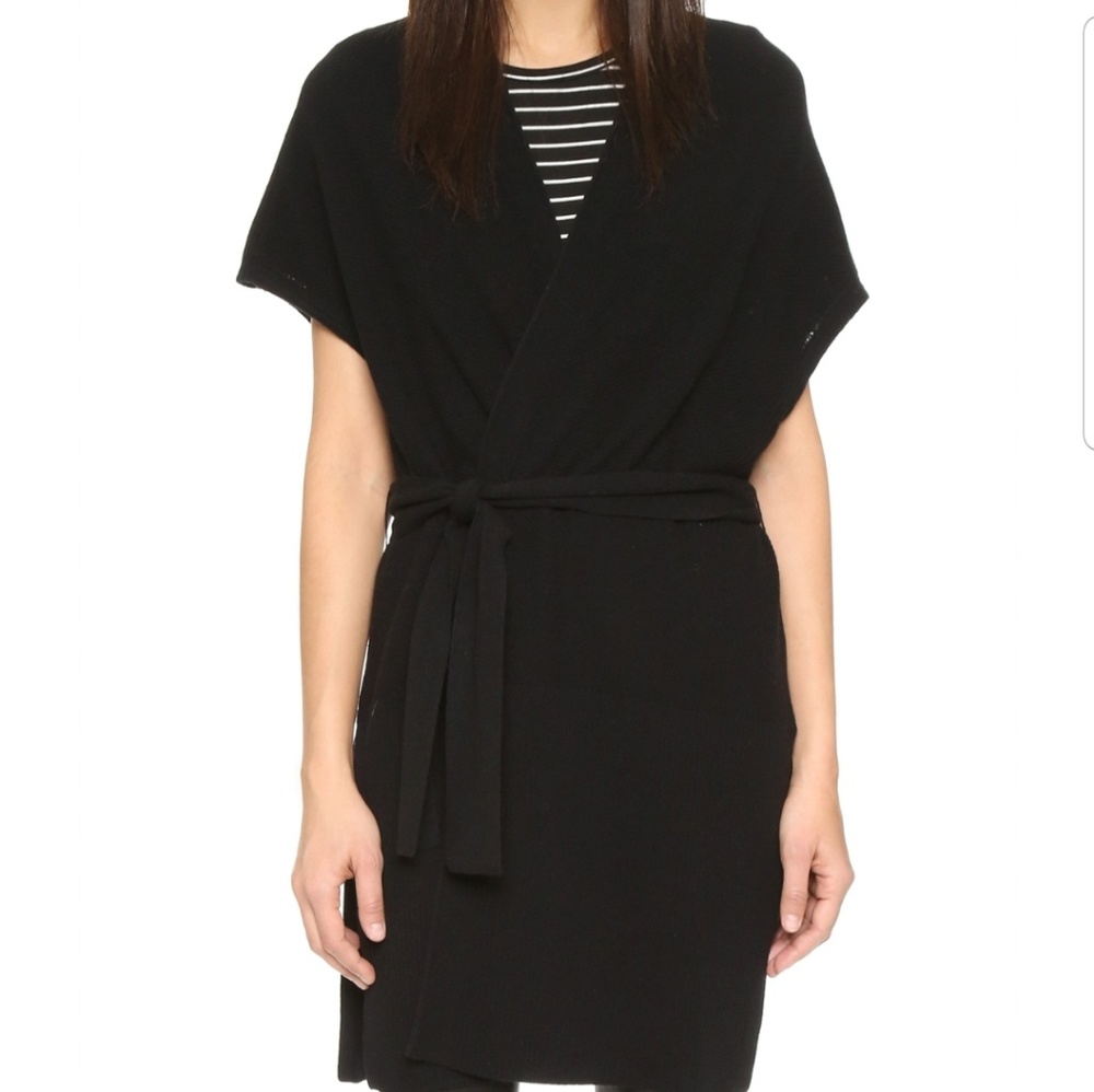 Vince Black Texture Stitch Sleeveless Cardigan